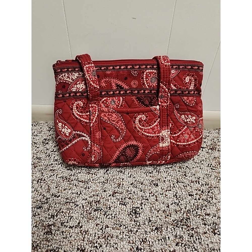 Vera Bradley Nantucket Red ‎ Quilted Bag Zip TopShoulder Bag/Tote Retired Cotton